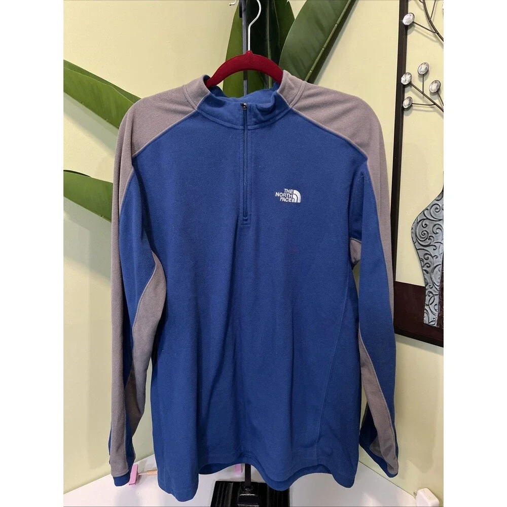 North Face TKA 100 Light Fleece Jacket 1/4 Zip Blue Hiking Pullover Men’s Size L